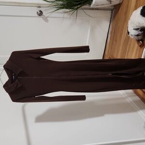 Nasty Gal Chocolate Zip Through Split Hem Midi Dress – US 0 / UK 4 - NWT